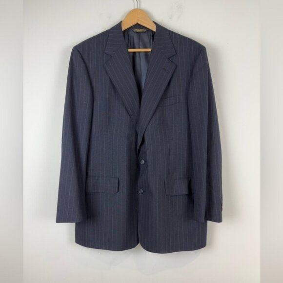 Brooks Brothers Navy Blue Striped Wool Blazer Size 41R - Picture 1 of 7